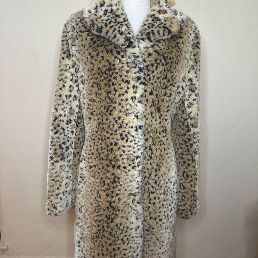 Cream and Black Teddy Jacket with Furry Texture and Long Length